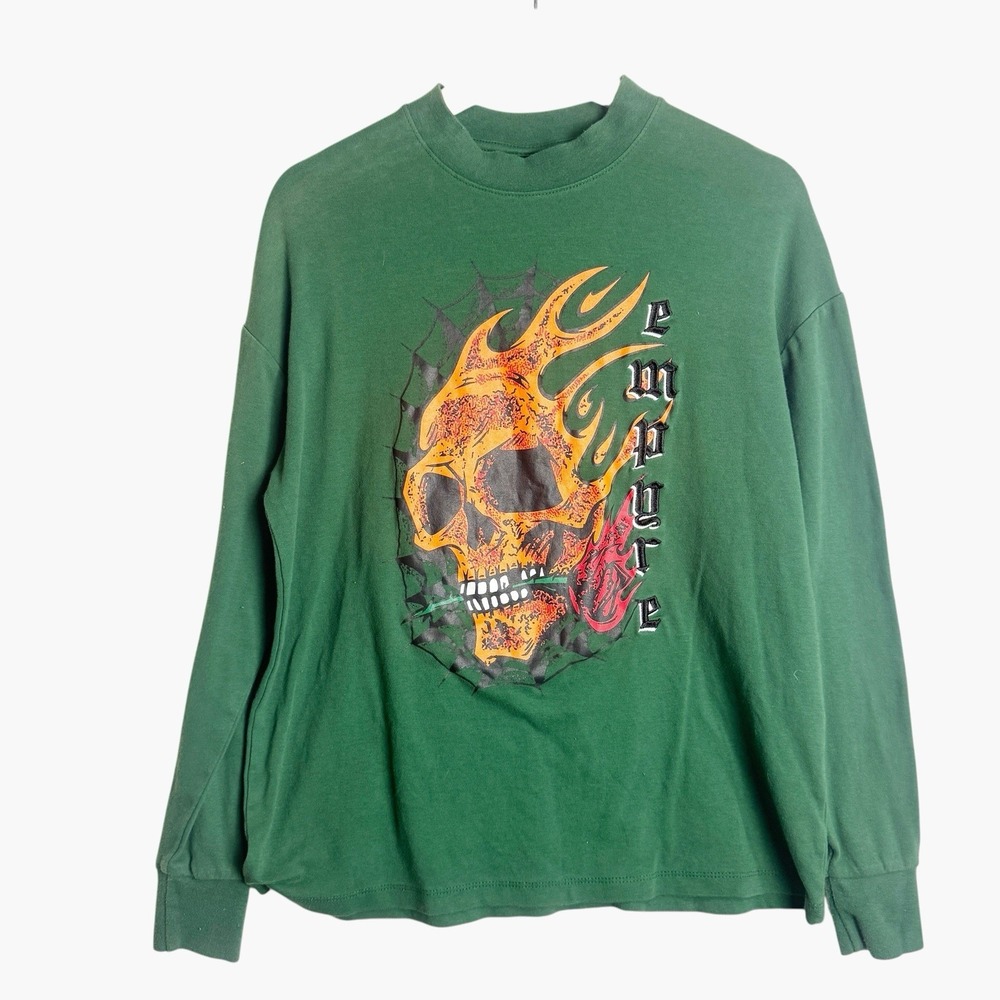 Empyre Velma Flame Skulls Rose Dark Green Long Tattoo Sleeve T-Shirt